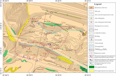 Deformation characteristics and reactivation mechanism of an old landslide induced by combined action of excavation and heavy rainfall